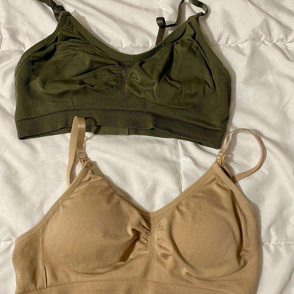 Seamless Olive and Tan Bralette Set